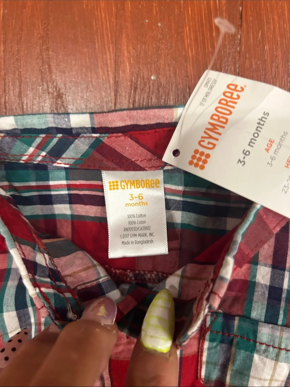 Gymboree Red and Green Plaid Button-Front One-Piece